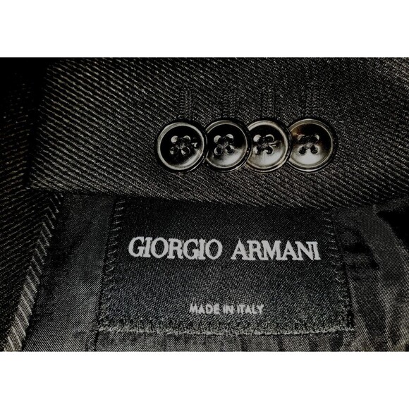 38R Black Label Giorgio Armani Black Tonal Silk wool Sport Coat Jacket Blazer - Picture 1 of 6